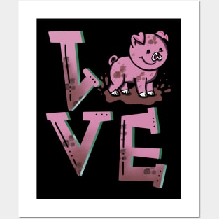 Love Dirty Farm Pink Pig Posters and Art